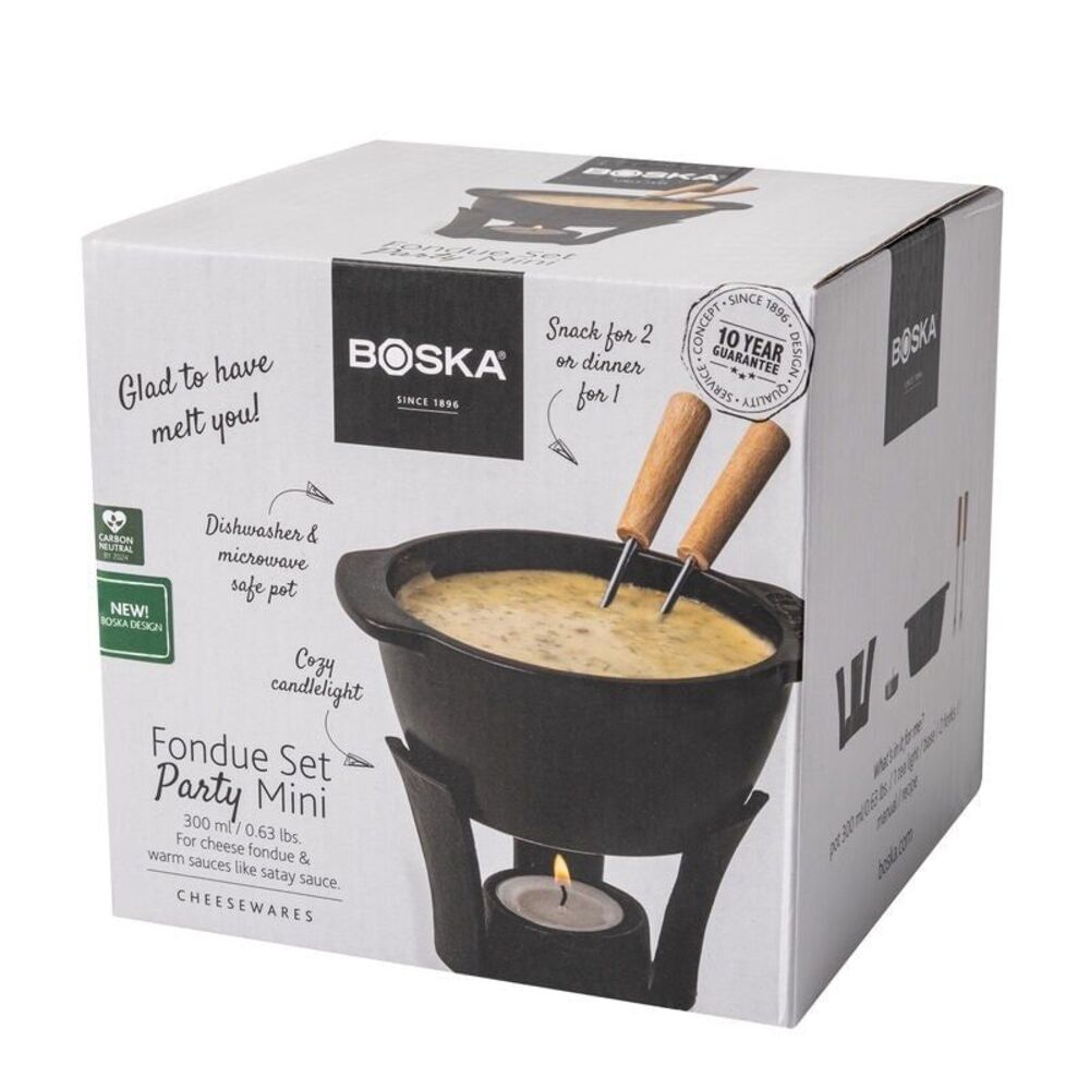 BOSKA Holland Black Ceramic Pot Fondue Set Party Mini 10.1 fl oz